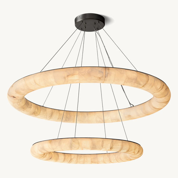 Rivahge Lisse Alabaster Two-Tiered Round Chandelier